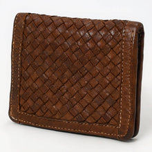 Load image into Gallery viewer, Brown woven leather wallet on a white background