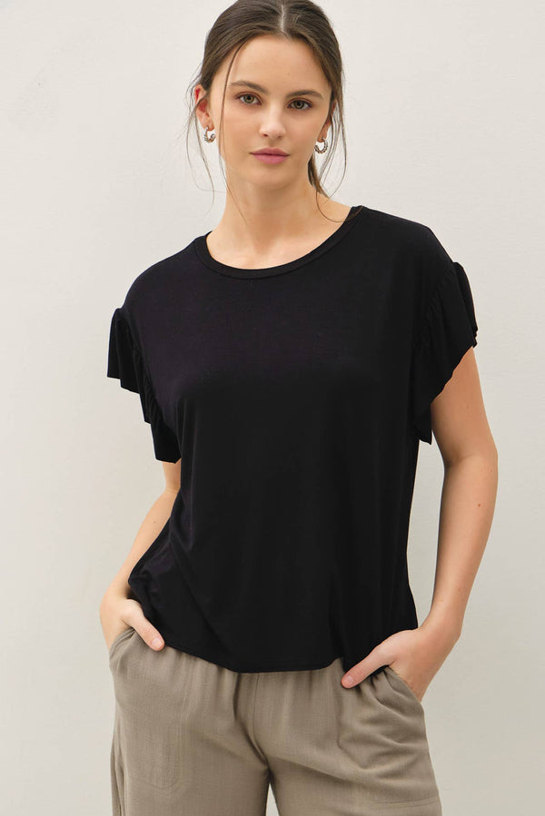 Be Cool - [SOFT CORE] FLIPPY RUFFLED SHORT SLEEVE TOP