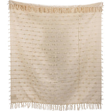 Load image into Gallery viewer, Beige woven blanket with fringe on a white background