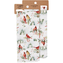 Load image into Gallery viewer, Primitives by Kathy - Winter Cardinals Kitchen Towel