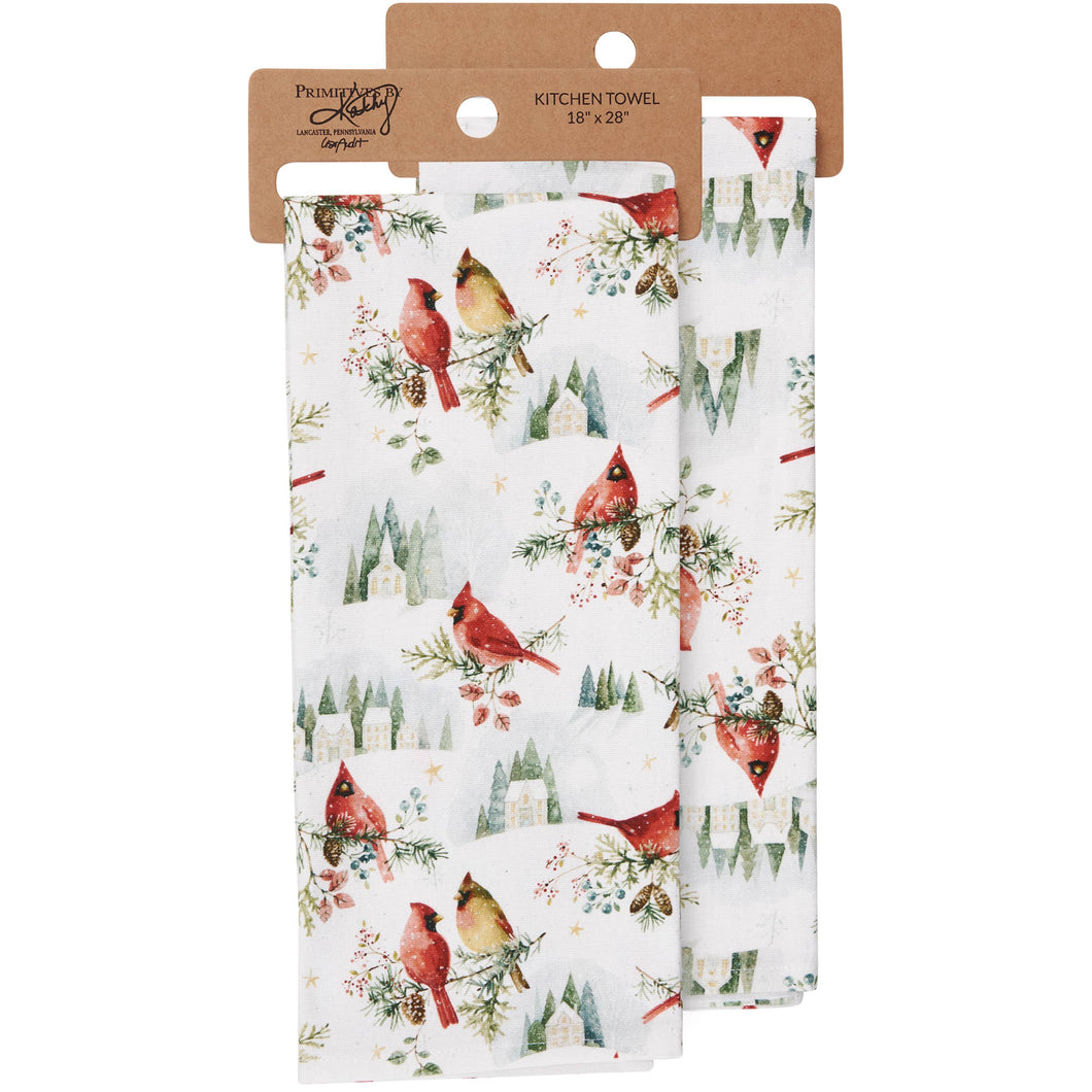 Primitives by Kathy - Winter Cardinals Kitchen Towel