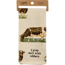 Load image into Gallery viewer, Primitives by Kathy - I Play Well With Udders Kitchen Towel