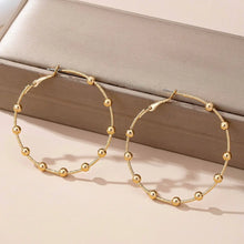 Load image into Gallery viewer, Classic Gold Ball Beaded Station Hoop Earrings | 80E61576: GOLD