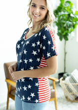 Load image into Gallery viewer, Chloe Stars + Stripes Tee
