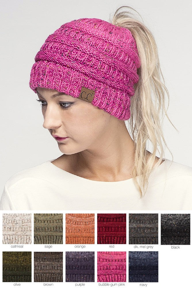 CC Confetti Messy Bun Beanie