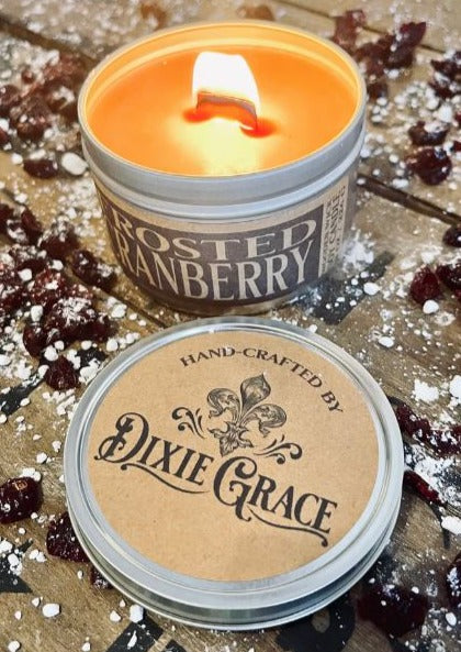 Dixie Grace Wood Wick Candle Frosted Cranberry