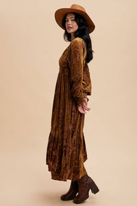 Velvet Burnout Maxi Dress Mocha