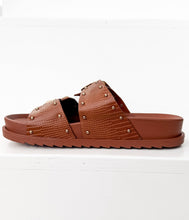 Load image into Gallery viewer, Brown sandal with unique design on a white background