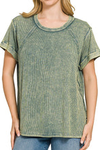 Load image into Gallery viewer, WOMAN WEARING GREEN TOP WITH WHITE BACKGROUND