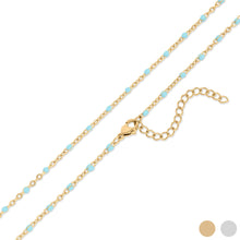 Load image into Gallery viewer, Gold chain necklace with turquoise beads on a white background