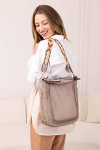 Load image into Gallery viewer, Jen &amp; Co. - Aris Whipstitch Hobo w/ Guitar Strap: Chocolate