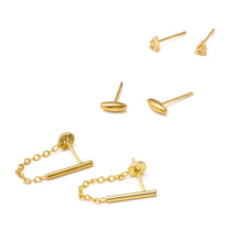 Load image into Gallery viewer, Set of gold earrings on a white background