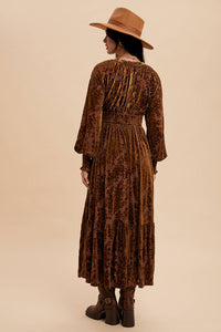 Velvet Burnout Maxi Dress Mocha