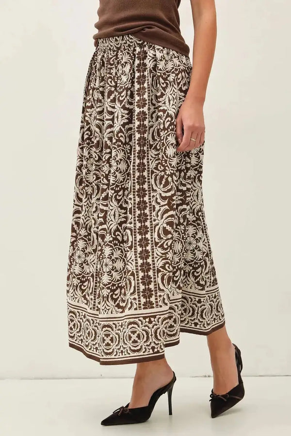 Be Cool - DRAPING PLEATS MAXI SKIRT: Brown