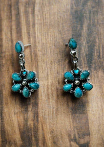 Dangle Kingman Turquoise Cluster Earrings