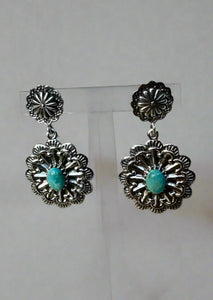 Dangle Concho Earrings w/Kingman Turquoise