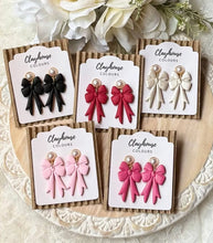 Load image into Gallery viewer, Clayhouse Colours - Bow Earrings | Valentine’s Day Earrings : Red