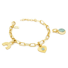 Load image into Gallery viewer, Gold bracelet with charms on a white background