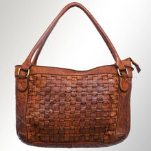 Load image into Gallery viewer, Brown woven handbag on a white background