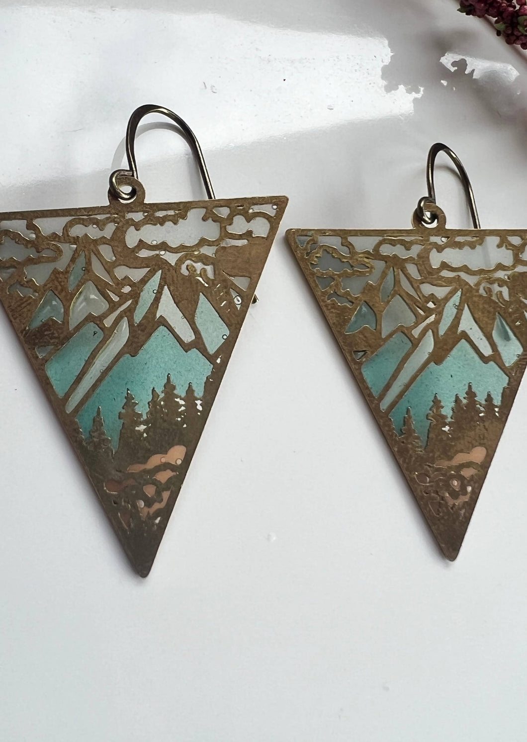 Wild Lupine Folkcraft - Ridgeline - stained glass resin earrings