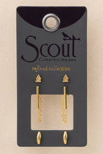 Load image into Gallery viewer, Gold earrings on a Scout Curated Wears card with a beige background