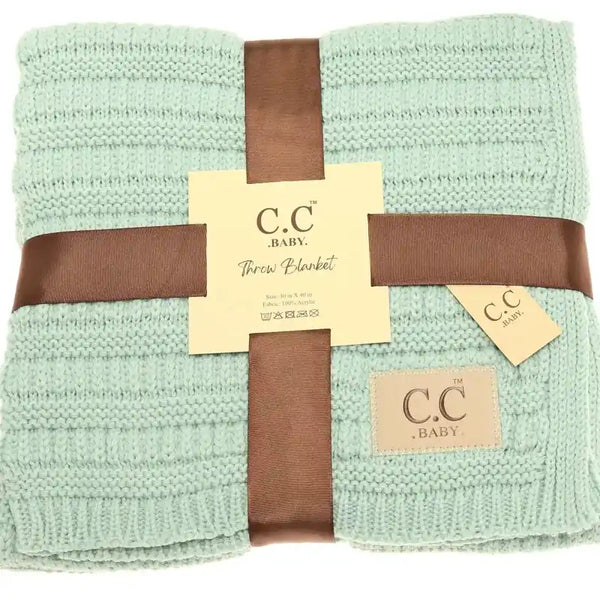 C.C Beanie - BABY C.C Solid Ribbed Knit Blanket Mint