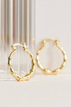 Load image into Gallery viewer, Gold hoop earrings on a white background