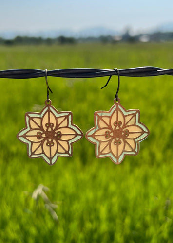 Wild Lupine Folkcraft - QUILTED STAR - stained glass resin earrings