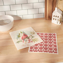 Load image into Gallery viewer, Primitives by Kathy - Winter Cardinal Swedish Dishcloth Set