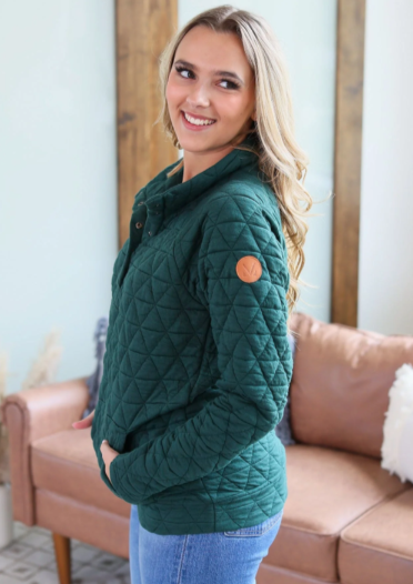 Geometric Button Snap Pullover