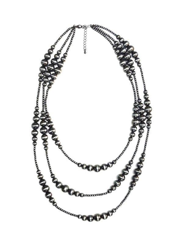 Snowing West - Western 3 Layer Graduated Navajo Pearl Necklace