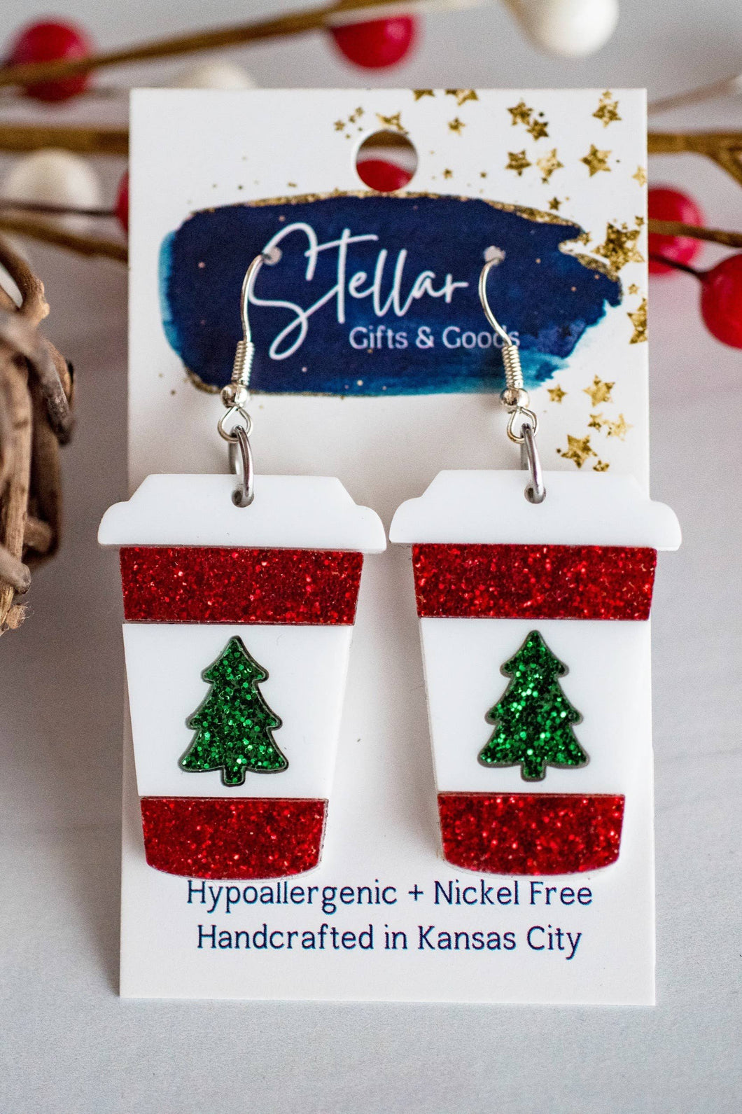 Christmas Coffee Earrings