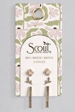 Load image into Gallery viewer, Scout earrings on a floral patterned card with a gray background