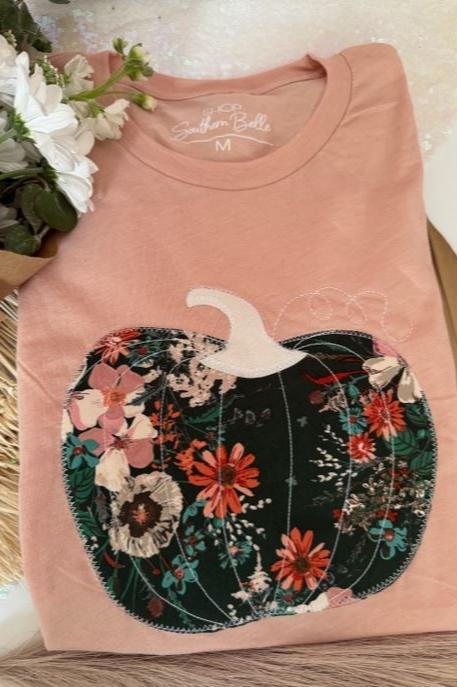 Embroidered Floral Pumpkin Tee