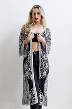 Load image into Gallery viewer, Leto Accessories - Contrast Mesh Cotton Lace Kimono: Ivory