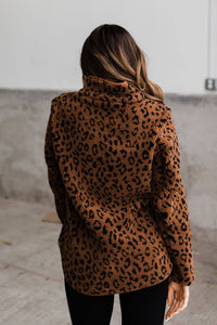 PRE-ORDER Ampersand Avenue - Pullover- Rust Animal Print Sherpa: S