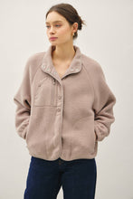 Load image into Gallery viewer, Woman wearing a beige fleece jacket against a plain background