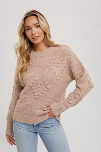 Heart Shape Pom Pom Sweater