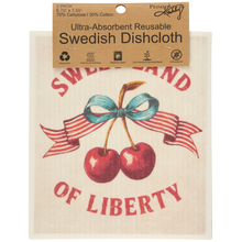 Load image into Gallery viewer, cherry swedish dishcloth with white background