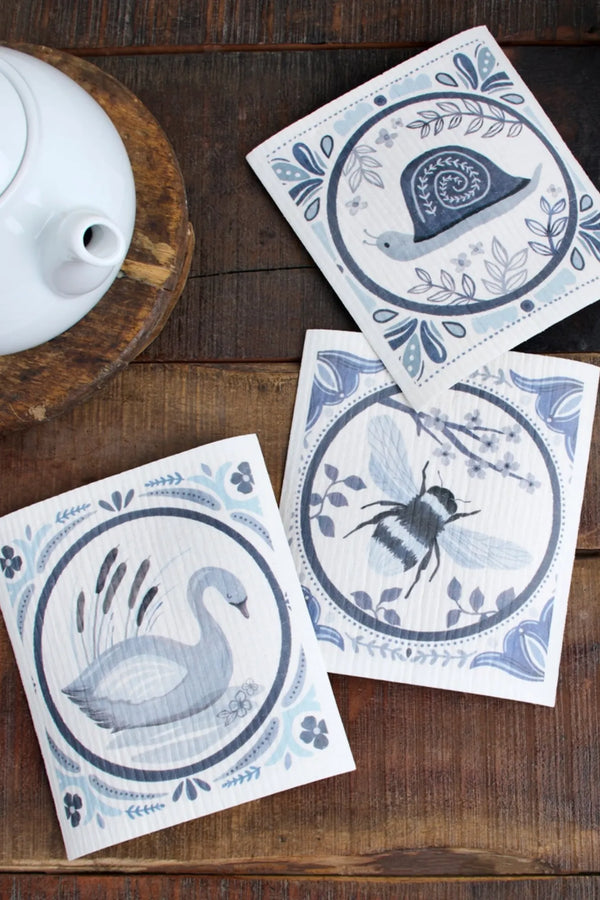 Indigo Tile Swedish Cloth Set