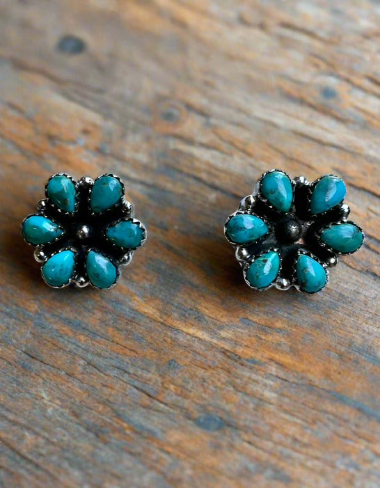 Kingman Turquoise Cluster Studs