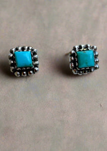 Kingman Turquoise Small Square Studs