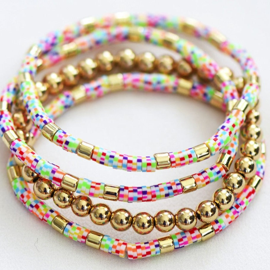Multicolor Disc Bead Bracelet Set