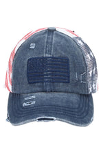Load image into Gallery viewer, American Flag Mesh Trucker Ponytail Hat