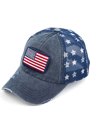 American Flag Patch Mesh Trucker Hat
