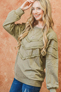 Olive Tassel Sweatshirt