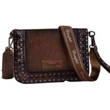 Load image into Gallery viewer, Wrangler Rivets Studded Wristlet/ Crossbody - Coffee