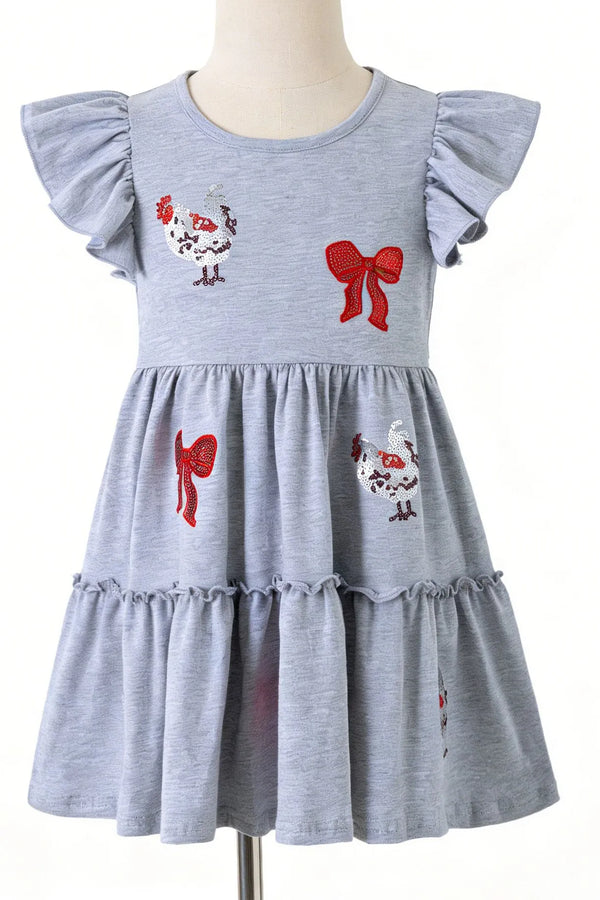 Little Miss Hen Sequin Girls Dress