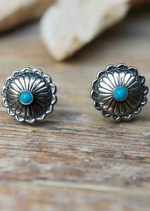 Small Round Concho Studs w/Kingman Turquoise