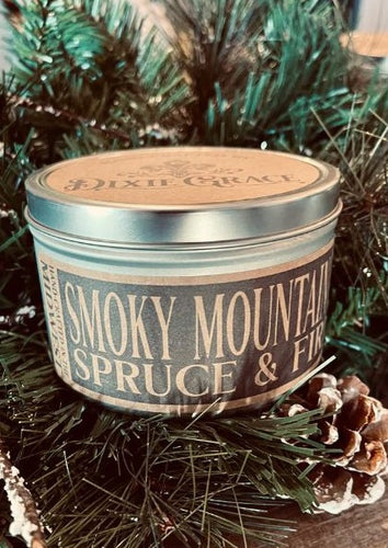 Dixie Grace Wood Wick Candle Smokey Mountain Spruce + Fir